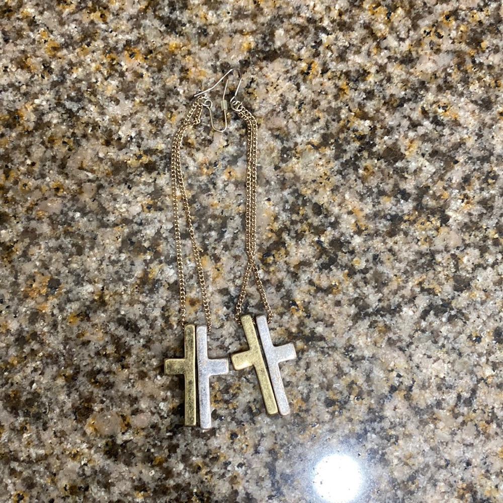 Split cross earrings